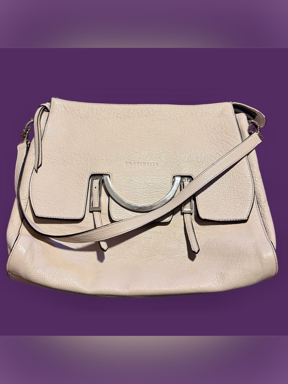 Coccinelle Beige Celeste Leather Crossbody Bag Large or shoulder bag